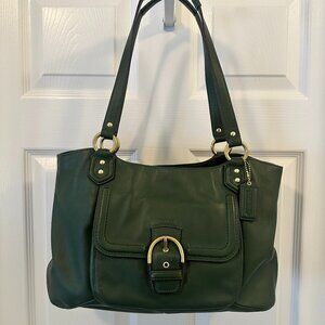 Coach Campbell Belle Green Leather Shoulder Bag - EUC
